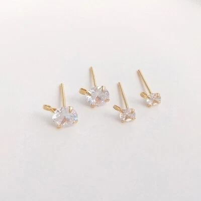 Postes redondos pavé de circonitas cúbicas de 10 piezas, pendientes circonitas cúbicas circulares con lazo Foto 1 de 4