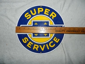 Ande Rooney Super Chevrolet Service Porcelain Enameled Sign Round 11.25" - Picture 1 of 8