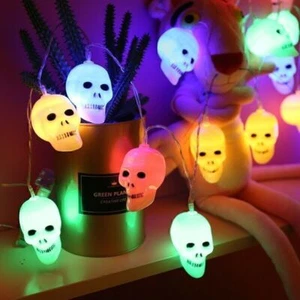 10LED Halloweenr Skull String Lights Lamp DIY Hanging Horror Home Party Supplies - Picture 1 of 8