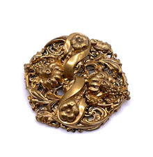 Vintage-Antique Art Nouveau Gold Tone Floral Dimensional Brooch Pin
