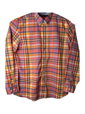 Camisa Nautica manga longa gola abotoada colorida ajuste clássico tamanho grande - Imagem 1 de 4