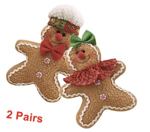 4 Stück Christbaumschmuck Lebkuchenmann Ornamente Wollfilz Erdtöne - Bild 1 von 9