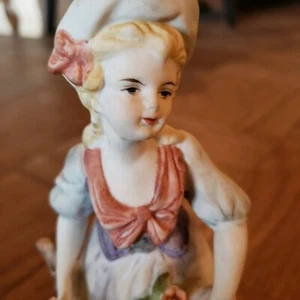 Ardalt Lenwile Porcelain Bisque Figurine Girl Picking Flowers Tags 7772 VTG Gift - Picture 1 of 5