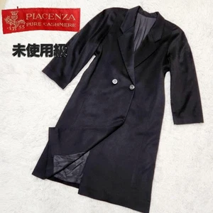 PIACENZA 100% Pure Cashmere Double Long Coat Black M Used JAPAN - Picture 1 of 10