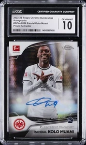 2022-23 TOPPS CHROME BUNDESLIGA AUTOS PRISM RANDAL KOLO MUANI CGC 10 GEM MINT - Picture 1 of 2