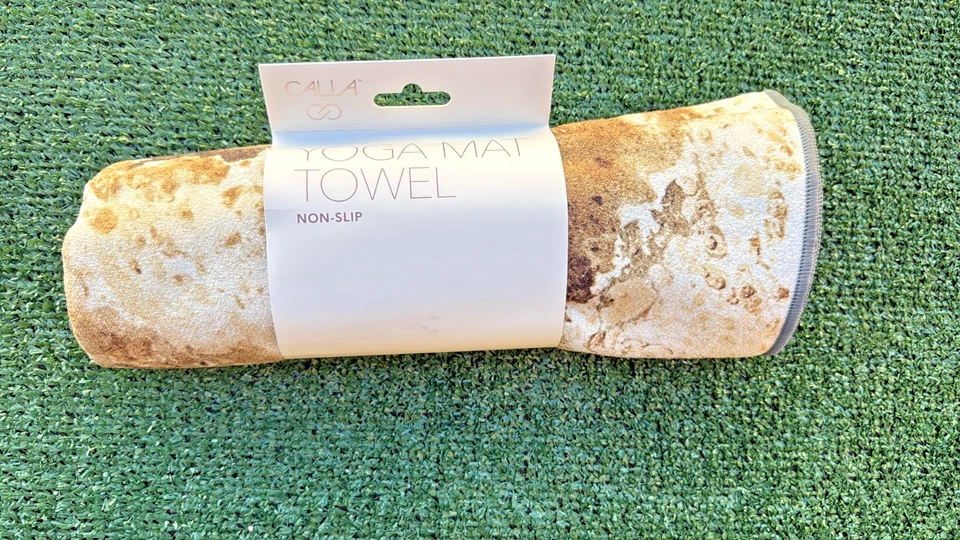 Calia Silicone Backed Non Slip Yoga Mat Towel Tan Brown CSF00013