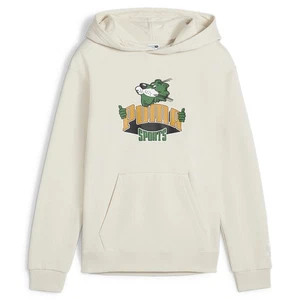 PUMA Team For The Fanbase Graphic Pullover Hoodie Youth Boys Beige Casual Outerw - Picture 1 of 2