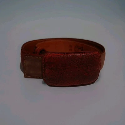 Authentic Mexican Crazy Leather Belt Size 30-32  Color Brown And Burgundy - Image 1 of 2