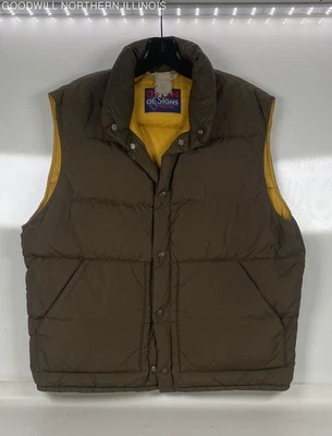 Vintage Down Designs Zero Zone Brown Yellow Down Insulated Puffer Vest Size L - Image 1 of 4