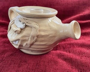Vintage Stoneware Ugly Mug Face Tea Pot Candle Holder - Picture 1 of 4
