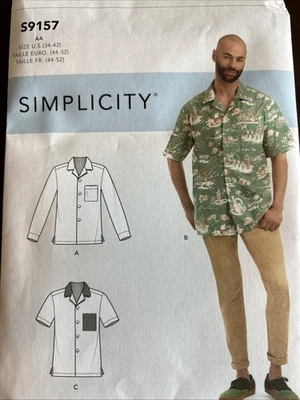 Simplicity Pattern S9157 Men’s Shirts ,Long And Short Sleeves Sz 34-42  - Image 1 of 3