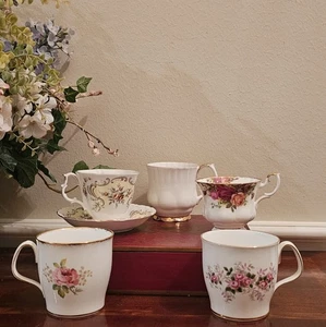 Royal Albert Bone China Inglaterra Lote Mixto 5 Tazas de Té Varios Patrones - Imagen 1 de 10