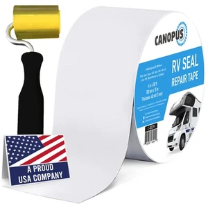 Nastro sigillante per camper, 10 cm x 15 m + rullo, nastro sigillante per roulotte bianco butile pesante - Foto 1 di 5