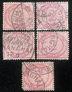 Estampillas de oficinas de correos alemanas en China 1886-1901 2 m. Tonos, usados en Shanghai - Imagen 1 de 2