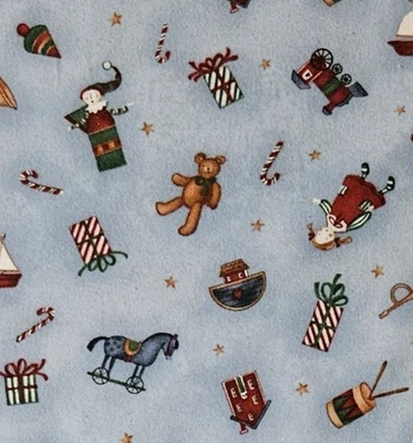 Christmas FLANNEL Fabric Toys Toss Blue BENARTEX  Winget SOFT Cotton BY THE YARD - Image 1 of 4