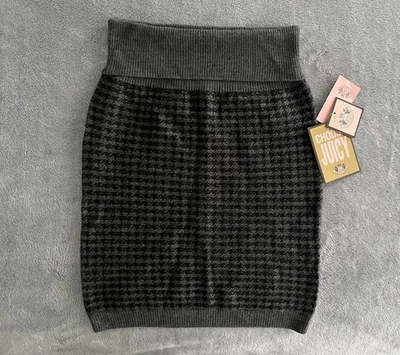 Falda de Lana Merino Juicy Couture Talla S/M Gris/Negro Pata de Gallo Sobre la Rodilla Nueva con Etiquetas Foto 1 de 4