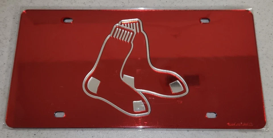 Boston Red Sox MLB Red Laser Tag License Plate WinCraft