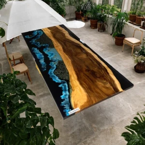 Ocean Epoxy Table, Epoxy Dining Table top, Epoxy Counter Top, Epoxy River Table - Picture 1 of 7
