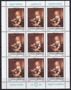 Yugoslavia 1989 Yvert Mini Hoja 2250/51 Joy Europe Estampillada sin montar o nunca montada en muy buen estado - Imagen 1 de 2
