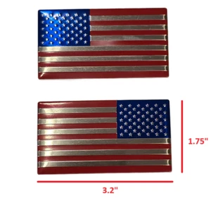 Red Blue Chrome Left & Right Aluminum American Flag Decal Car Truck Emblem MAGA - Foto 1 di 4