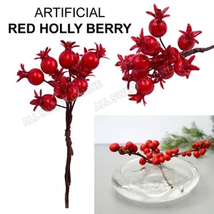 Christmas Red Holly Berry Xmas Decoration Craft Artificial Berry Picks Gift Wrap - Picture 1 of 6