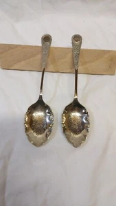 2 F.W.S. Edwardian Nickle Silver Berry Spoons . - Picture 1 of 10