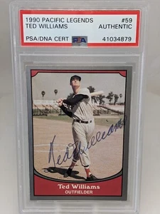 1990 Pacific Legends Ted Williams SIGNED CARD HOF Auto Red Sox PSA Authentic - Picture 1 of 5