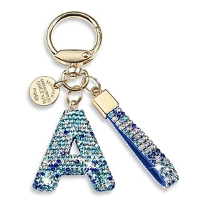 Pink Blue White Initial Letter Keychain Gift for Women Girls Bling Sparkly Cu... - Picture 1 of 6