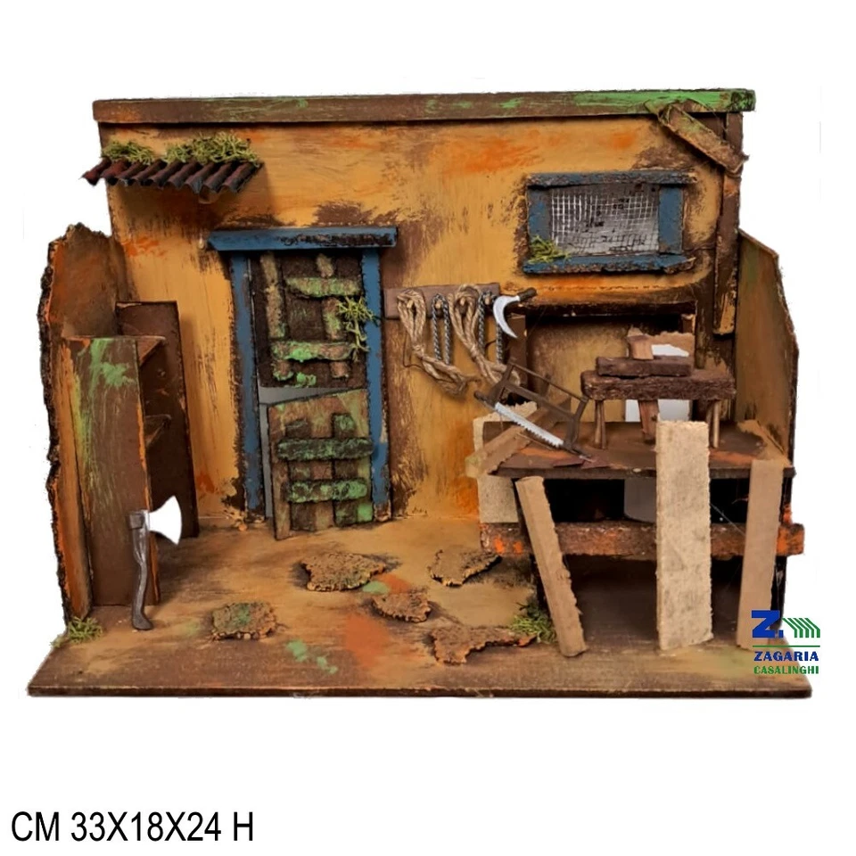 ZAGARIA CASALINGHI SCENARIO PER PRESEPE NATALIZIO LA BOTTEGA DEL FALEGNAME FALEGNAMERIA