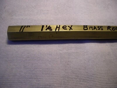 1 1/8" HEXAGOH BRASS ROD 11"NEW HAS MARKS FROM ROUGH HANDLING - Image 1 of 3