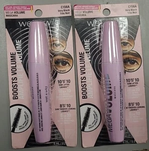 Lot of 2 Wet n Wild Mega Volume Mascara, Very Black C156A, 0.21 fl oz - Picture 1 of 3