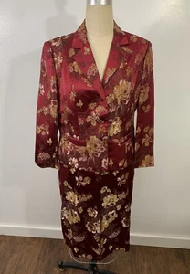 Newport News Vintage Suit Jacket Skirt Asian Floral 12/14 - Picture 1 of 14