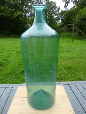 RARE Bouteille cantine ancienne verre soufflé Gresigne antique glass bottle 18th - Photo 1/4