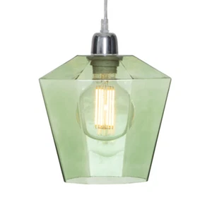 Litecraft Tethys Light Shade 22.5cm Easy Fit Tint Glass Pendant Lampshade- Green - Picture 1 of 7