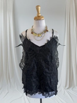 Camiseta sin mangas de encaje negra ala de ángel etérea soñadora Fairycore romántica caprichosa S Foto 1 de 4