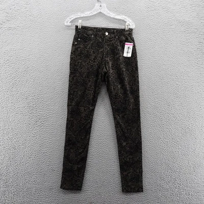 Pantalones de mezclilla AG Adriano Goldschmied Farrah ajustados al tobillo con estampado animal 26 negros marrones NUEVO Foto 1 de 4