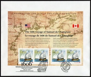 Canada 2156 sheet, FDC. Exploration: Eastern Coast by Samuel de Champlain, 2006. - Picture 1 of 1