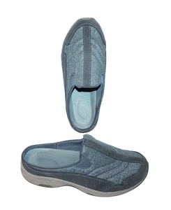 Easy Spirit Women 9.5M Traveltime Blue Sparkle Textile Leather Slip on Clog Shoe - Picture 1 of 11