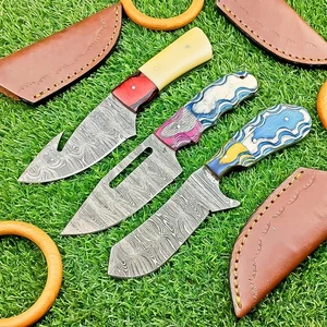 LOTE DE 3 PIEZAS CUCHILLOS DE CAZA PERSONALIZADOS DAMASCUS de acero Skinner hechos a mano 8810 - Imagen 1 de 8