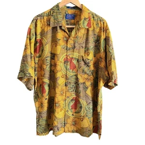 90s Vintage PENDLETON | Men's Silk Travel Print Hawaiian Aloha Shirt Extra Large - Picture 1 of 7