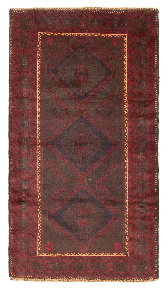 Alfombra geométrica anudada a mano vintage de 3'4" x 6'1" alfombra tradicional de lana Foto 1 de 4