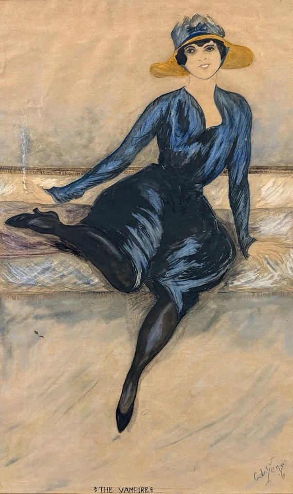 Early 20th C, C.L. Yens, 1919, Antique Gouache Painting, Portrait of Woman - Image 1 of 4