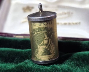 Vintage/Antik Massiv Silber £1 Aufgerollt Banknoten Halter Charm oder Anhänger - Bild 1 von 5