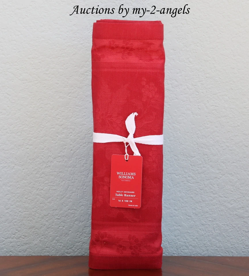 NUEVO Williams-Sonoma HOLLY JACQUARD CORREDOR DE MESA 16X108 ROJO * Navidad vintage Foto 1 de 1