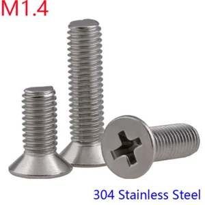M1.4 - 0.3mm 304 Stainless Steel Phillips FLAT HEAD Machine Screws DIN 965 Bolts - Picture 1 of 4
