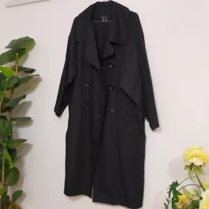 Y'S Yohji Yamamoto Baumwoll-Trenchcoat schwarz Tasche Größe L gebraucht Ex + authentisch JPN - Bild 1 von 11