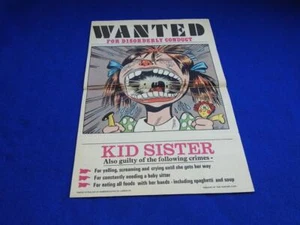 Vintage 1968 A&bc T. C.G Topps Chewing Gomme Bulle Recherché Posters Kid Sister - Foto 1 di 5