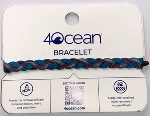NEW 4Ocean - Bali Collection Boarded Bracelet Braided Coral, Red, & Turquoise - Picture 1 of 2