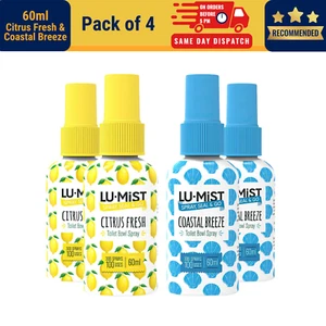 4 Packs Mix Scents 60ml Lu-Mist Toilet Bowl Spray Seal and Go Breeze and Citrus - Picture 1 of 7