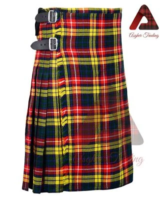 Buchanan Tartan Kilt Men's 8 Yard Kilt Scottish Highland Casual Kilt - Image 1 of 3